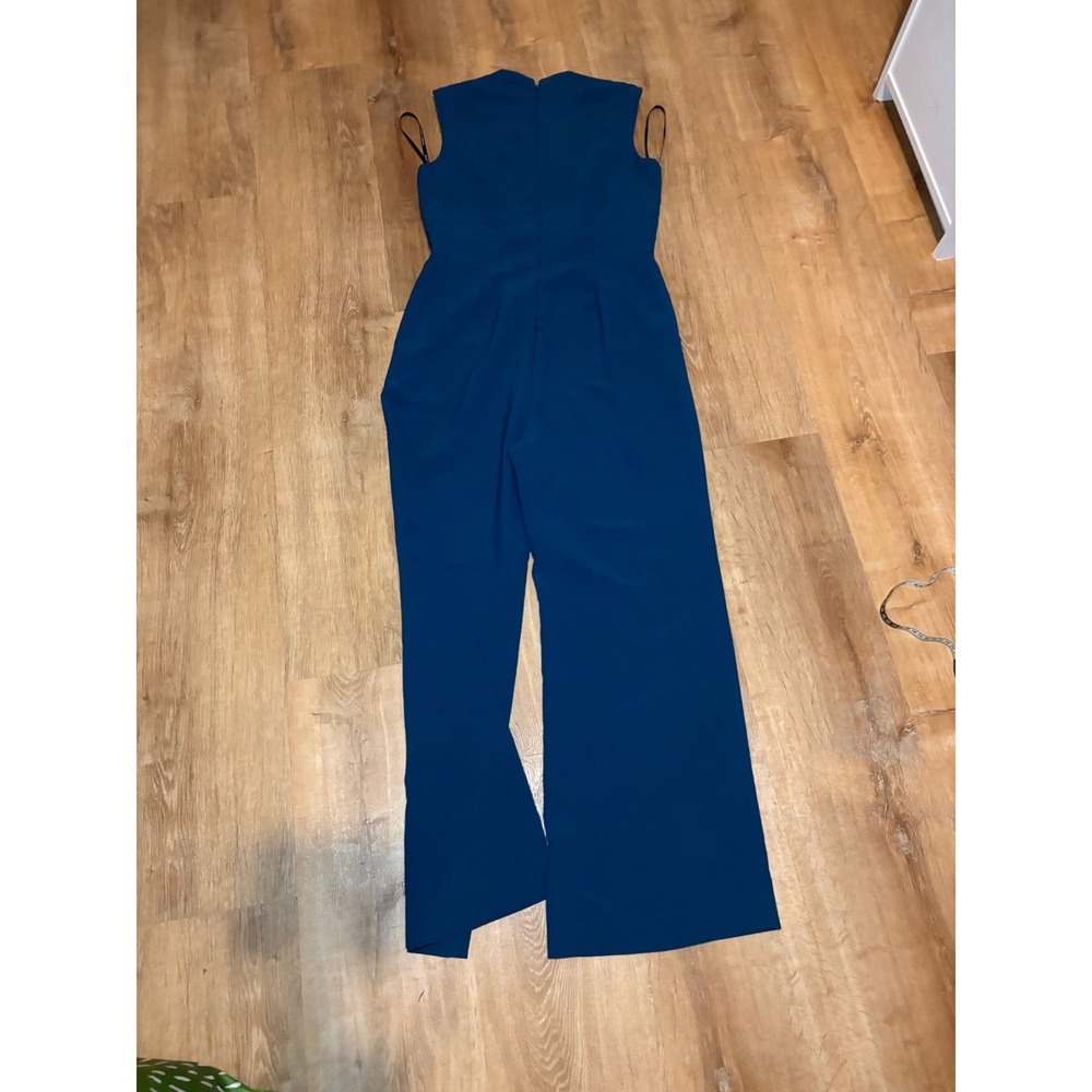 TAHARI ARTHUR‎ S LEVINE size 10 BLUE CROP WIDE LEG SLEEVELESS JUMPSUIT - Picture 6 of 8